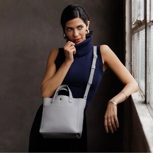 Portland Leather Formal Grey Mini Crossbody Tote
